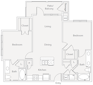 B2 - Two Bedroom / Two Bath - 928 Sq. Ft.*